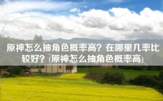 原神怎么抽角色概率高？在哪里几率比较好？(原神怎么抽角色概率高)