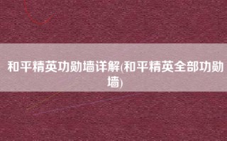 和平精英功勋墙详解(和平精英全部功勋墙)