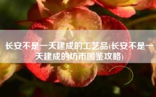 长安不是一天建成的工艺品(长安不是一天建成的坊市图鉴攻略)