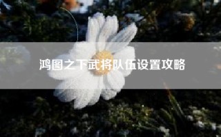 鸿图之下武将队伍设置攻略