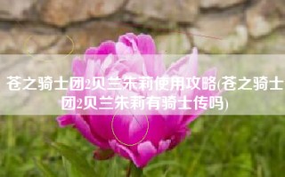 苍之骑士团2贝兰朱莉使用攻略(苍之骑士团2贝兰朱莉有骑士传吗)