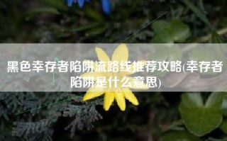 黑色幸存者陷阱流路线推荐攻略(幸存者陷阱是什么意思)