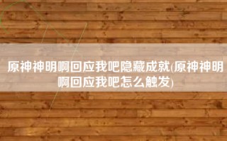 原神神明啊回应我吧隐藏成就(原神神明啊回应我吧怎么触发)