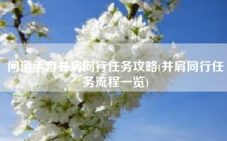 问道手游并肩同行任务攻略(并肩同行任务流程一览)