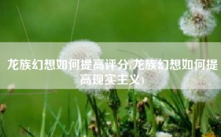 龙族幻想如何提高评分(龙族幻想如何提高现实主义)