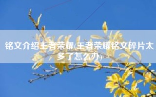 铭文介绍王者荣耀(王者荣耀铭文碎片太多了怎么办)