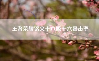 王者荣耀铭文十六吸十六暴击率