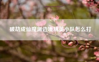 破劫成仙魔渊边境精英小队怎么打