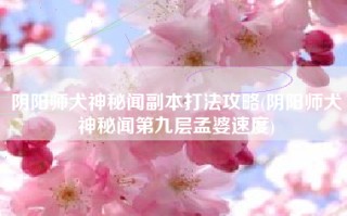 阴阳师犬神秘闻副本打法攻略(阴阳师犬神秘闻第九层孟婆速度)