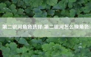 第二银河角色选择(第二银河怎么换角色)