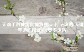 天谕手游神祠弑神牧登boss打法攻略(天谕手游神祠弑神T要多少防)
