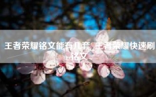 王者荣耀铭文能有几套_王者荣耀快速刷铭文