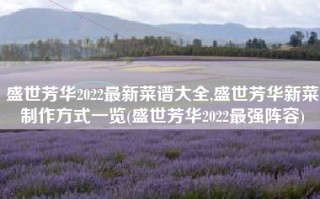 盛世芳华2022最新菜谱大全,盛世芳华新菜制作方式一览(盛世芳华2022最强阵容)