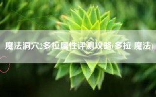 魔法洞穴2多拉属性评测攻略(多拉 魔法)