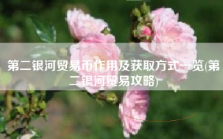 第二银河贸易币作用及获取方式一览(第二银河贸易攻略)