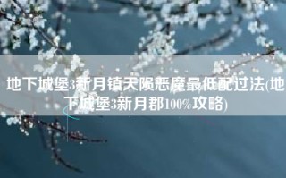 地下城堡3新月镇天陨恶魔最低配过法(地下城堡3新月郡100%攻略)