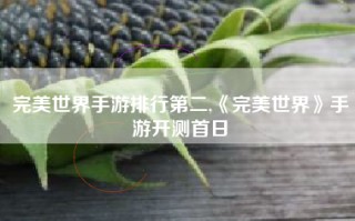 完美世界手游排行第二,《完美世界》手游开测首日