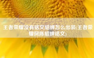 王者荣耀没有铭文貂蝉怎么出装(王者荣耀阿陈貂蝉铭文)