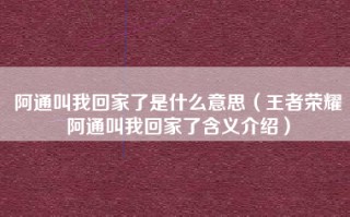 阿通叫我回家了是什么意思（王者荣耀阿通叫我回家了含义介绍）