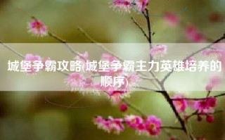 城堡争霸攻略(城堡争霸主力英雄培养的顺序)