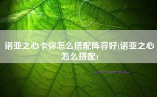 诺亚之心卡弥怎么搭配阵容好(诺亚之心怎么搭配)