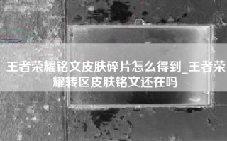 王者荣耀铭文皮肤碎片怎么得到_王者荣耀转区皮肤铭文还在吗