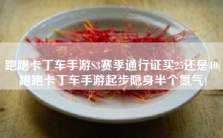 跑跑卡丁车手游S3赛季通行证买25还是40(跑跑卡丁车手游起步隐身半个氮气)