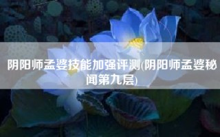 阴阳师孟婆技能加强评测(阴阳师孟婆秘闻第九层)