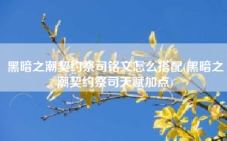 黑暗之潮契约祭司铭文怎么搭配(黑暗之潮契约祭司天赋加点)