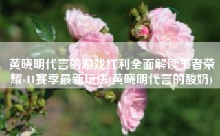 黄晓明代言的游戏红利全面解读王者荣耀s11赛季最新玩法(黄晓明代言的酸奶)