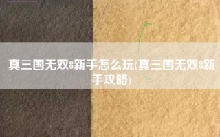 真三国无双8新手怎么玩(真三国无双8新手攻略)