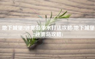 地下城堡2迷雾岛单水打法攻略(地下城堡2迷雾岛攻略)