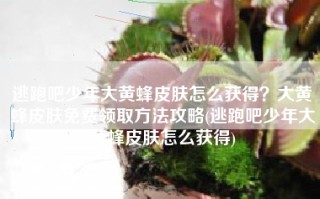 逃跑吧少年大黄蜂皮肤怎么获得？大黄蜂皮肤免费领取方法攻略(逃跑吧少年大黄蜂皮肤怎么获得)