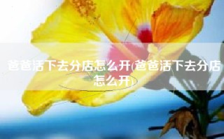 爸爸活下去分店怎么开(爸爸活下去分店怎么开)