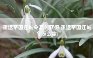 重返帝国迁城令怎么获得(重返帝国迁城令怎么拿)