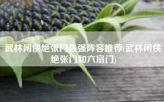 武林闲侠绝张门最强阵容推荐(武林闲侠绝张门和六扇门)