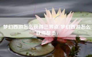 梦幻西游怎么获得三界点(梦幻西游怎么获得帮贡)