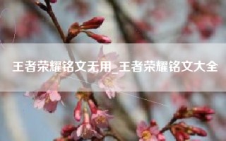 王者荣耀铭文无用_王者荣耀铭文大全