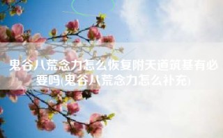 鬼谷八荒念力怎么恢复附天道筑基有必要吗(鬼谷八荒念力怎么补充)