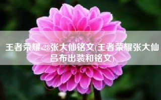 王者荣耀s28张大仙铭文(王者荣耀张大仙吕布出装和铭文)