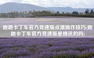 跑跑卡丁车官方竞速版点漂操作技巧(跑跑卡丁车官方竞速版是腾讯的吗)