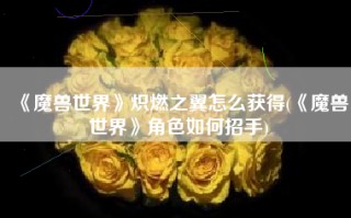 《魔兽世界》炽燃之翼怎么获得(《魔兽世界》角色如何招手)