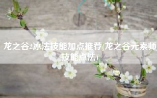 龙之谷2冰法技能加点推荐(龙之谷元素师技能点法)