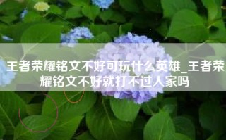 王者荣耀铭文不好可玩什么英雄_王者荣耀铭文不好就打不过人家吗