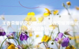 王者荣耀铭文需要升级_王者荣耀哪些铭文没必要升级