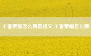 王者荣耀怎么两套铭文(王者荣耀怎么画)