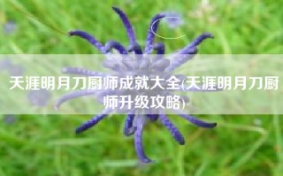 天涯明月刀厨师成就大全(天涯明月刀厨师升级攻略)
