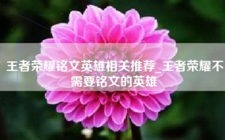 王者荣耀铭文英雄相关推荐_王者荣耀不需要铭文的英雄