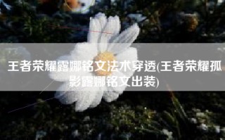 王者荣耀露娜铭文法术穿透(王者荣耀孤影露娜铭文出装)
