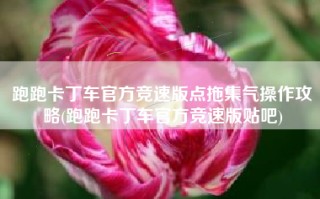 跑跑卡丁车官方竞速版点拖集气操作攻略(跑跑卡丁车官方竞速版贴吧)